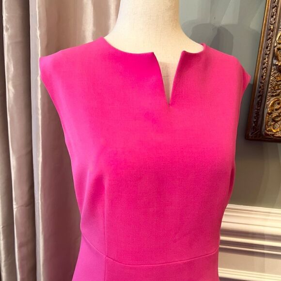 NWOT Kasper Hot Pink Sleeveless Crepe Sheath Style Dress Size 10 - Picture 5 of 5